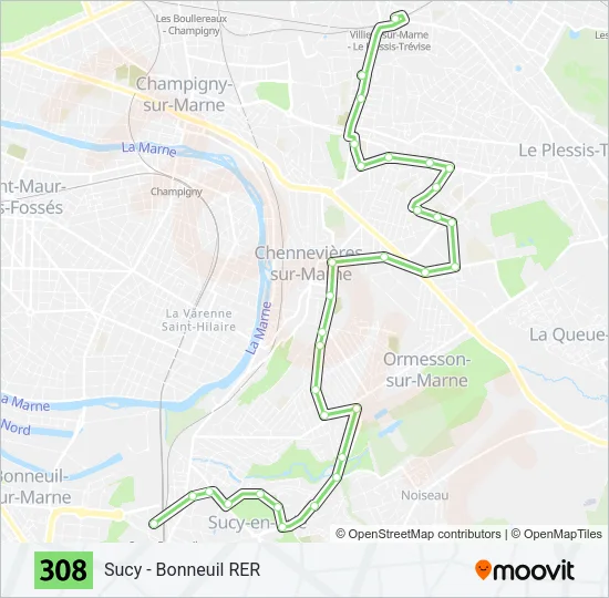 308 Bus Line Map