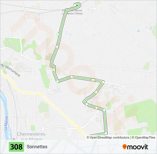 308 Bus Line Map