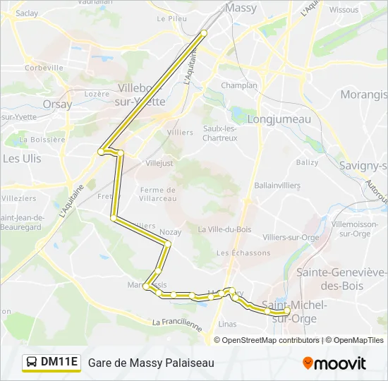 Plan de la ligne DM11E de bus