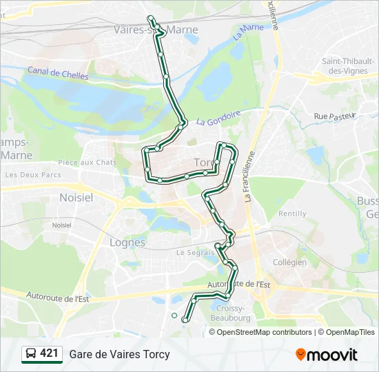 421 Bus Line Map