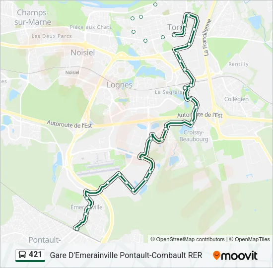 421 Bus Line Map