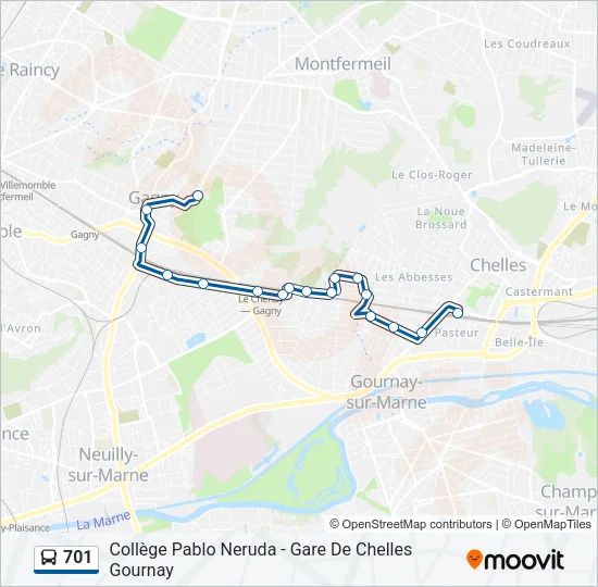 701 Bus Line Map