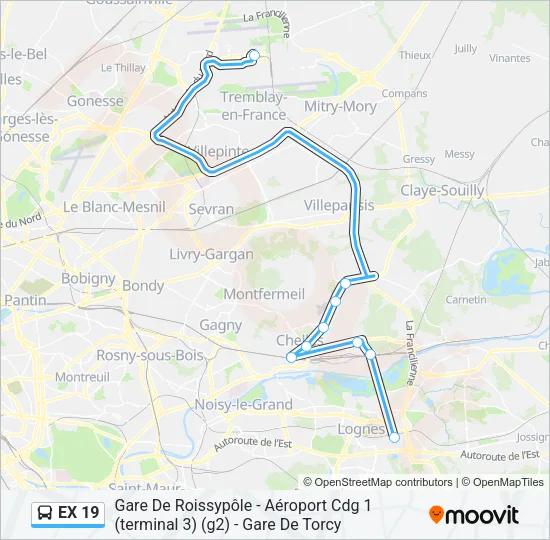 EX 19 Bus Line Map