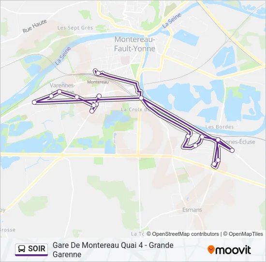 Plan de la ligne SOIR de bus