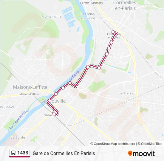 Plan de la ligne 1433 de bus