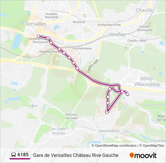 Plan de la ligne 6185 de bus