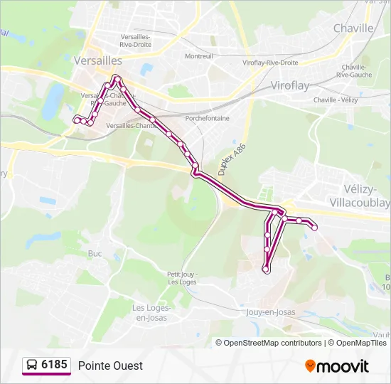 Plan de la ligne 6185 de bus