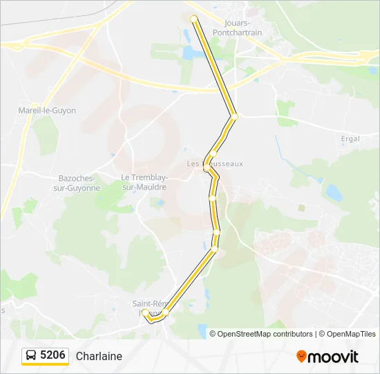 Plan de la ligne 5206 de bus