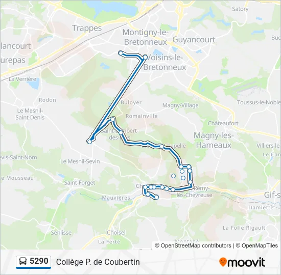 Plan de la ligne 5290 de bus