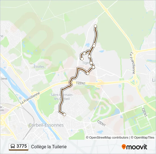 Plan de la ligne 3775 de bus