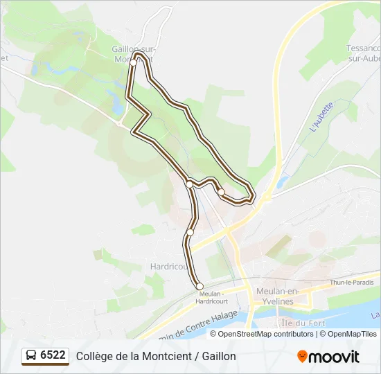 Plan de la ligne 6522 de bus