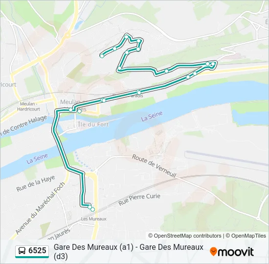 Plan de la ligne 6525 de bus
