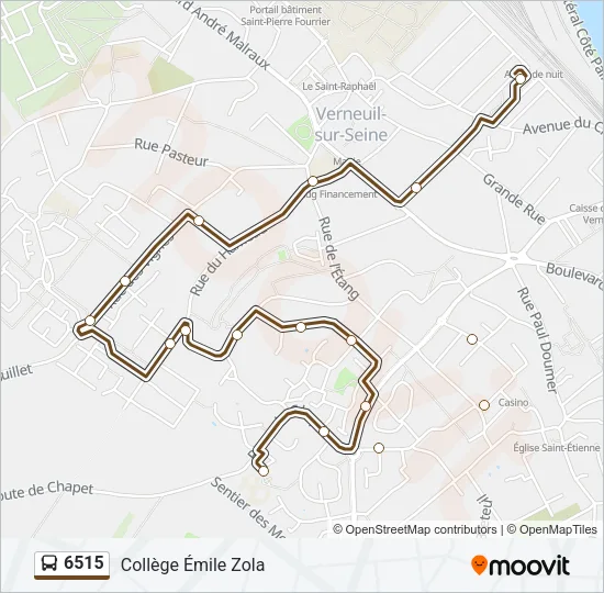 Plan de la ligne 6515 de bus