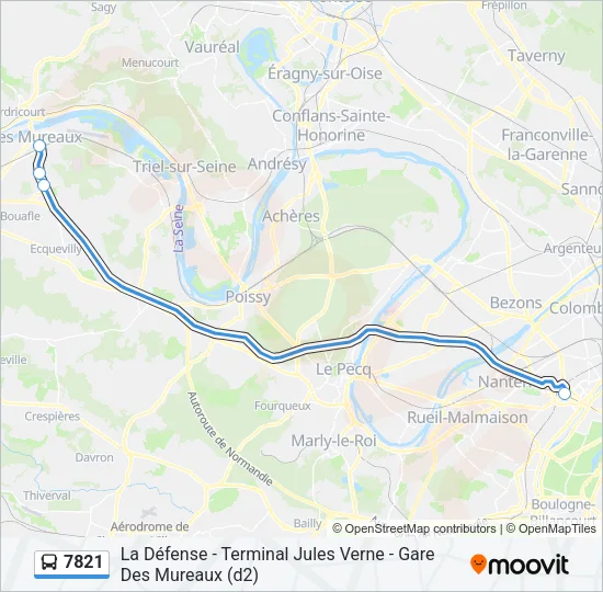 Plan de la ligne 7821 de bus