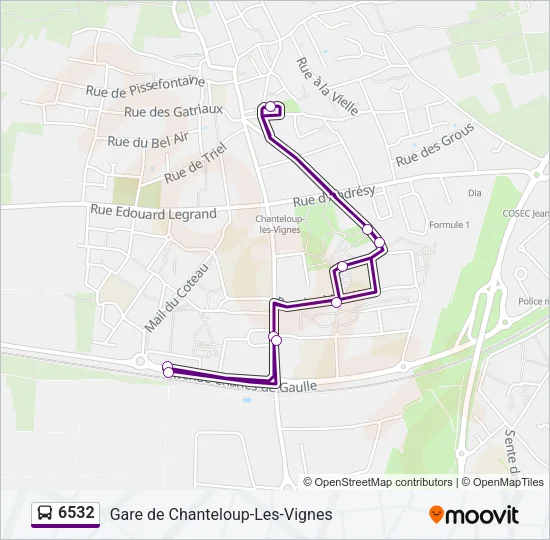 Plan de la ligne 6532 de bus