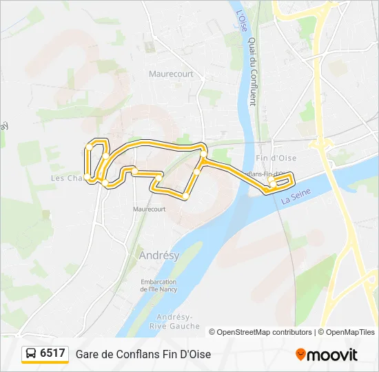 Plan de la ligne 6517 de bus