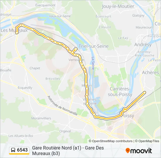 Plan de la ligne 6543 de bus