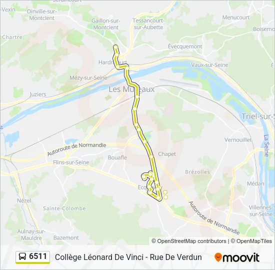 Plan de la ligne 6511 de bus