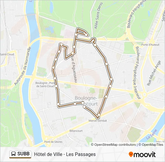 Plan de la ligne SUBB de bus