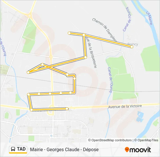 Plan de la ligne TAD de bus
