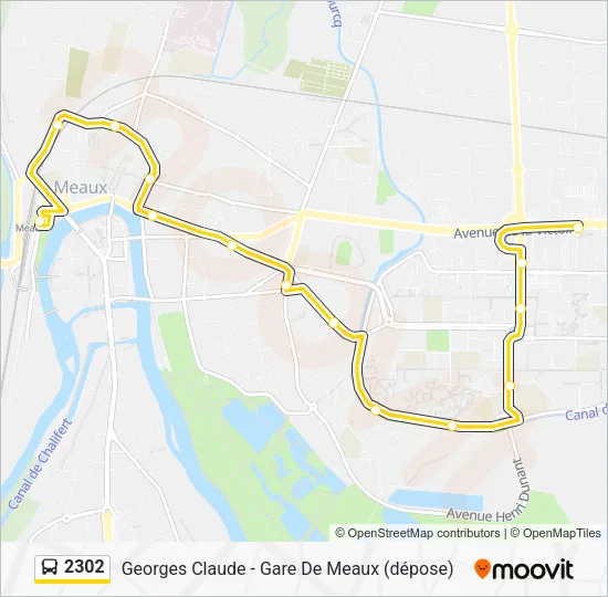 Plan de la ligne 2302 de bus