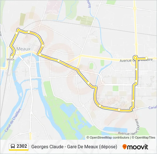 Plan de la ligne 2302 de bus