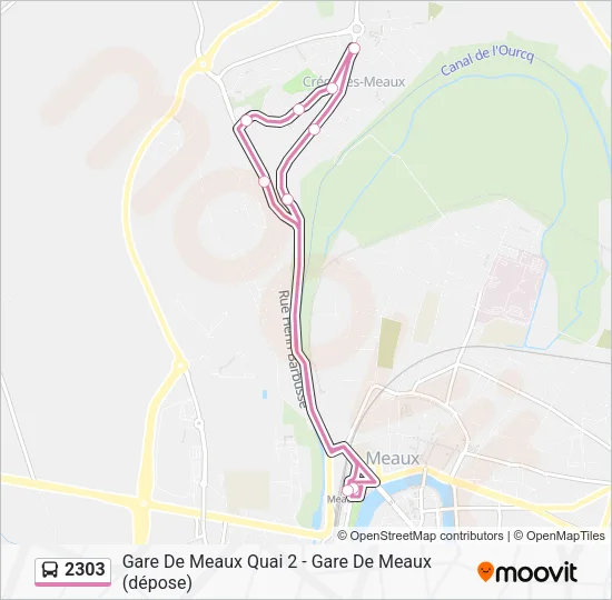 Plan de la ligne 2303 de bus