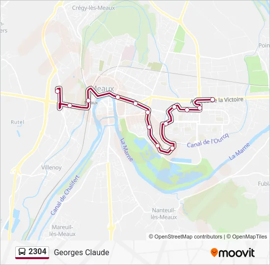 Plan de la ligne 2304 de bus