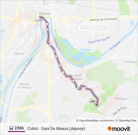 Plan de la ligne 2306 de bus