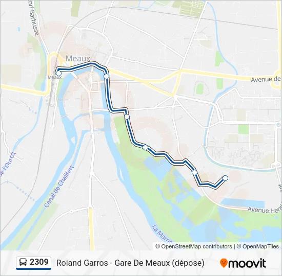 Plan de la ligne 2309 de bus