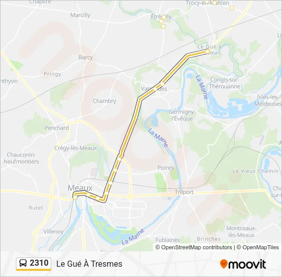 Plan de la ligne 2310 de bus