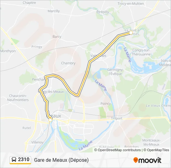 Plan de la ligne 2310 de bus
