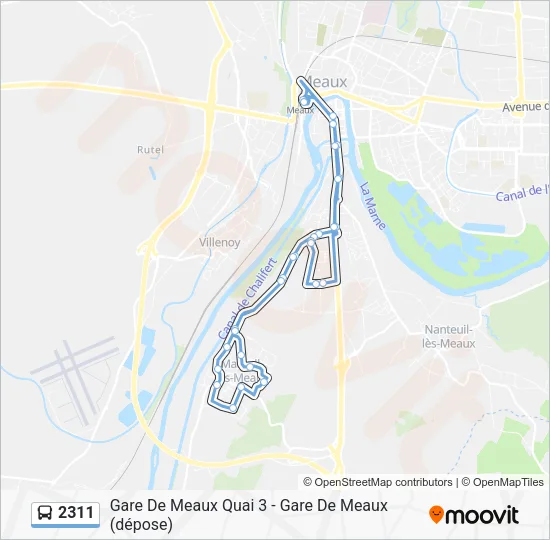 Plan de la ligne 2311 de bus