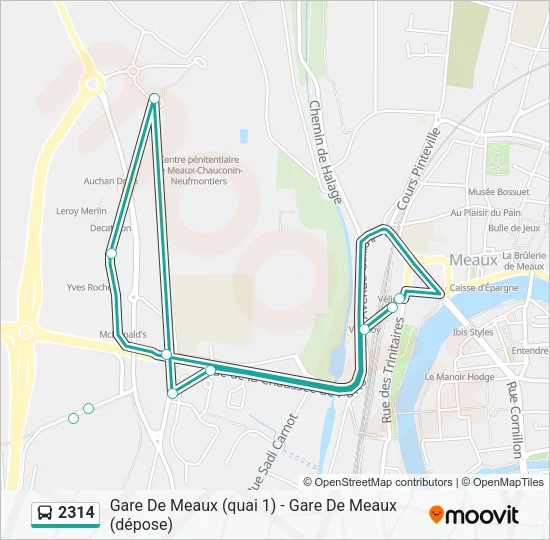 Plan de la ligne 2314 de bus