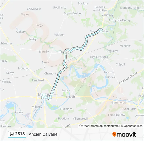 Plan de la ligne 2318 de bus