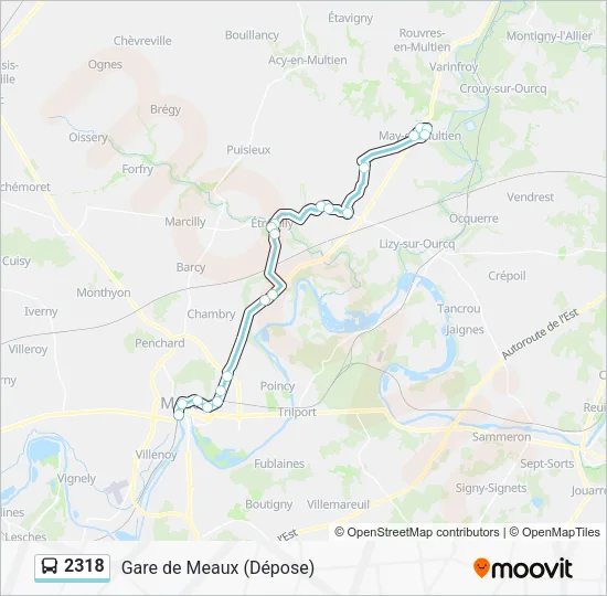 Plan de la ligne 2318 de bus