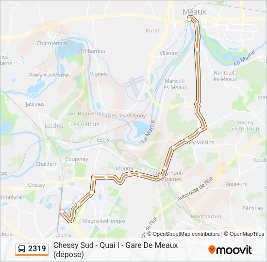 Plan de la ligne 2319 de bus
