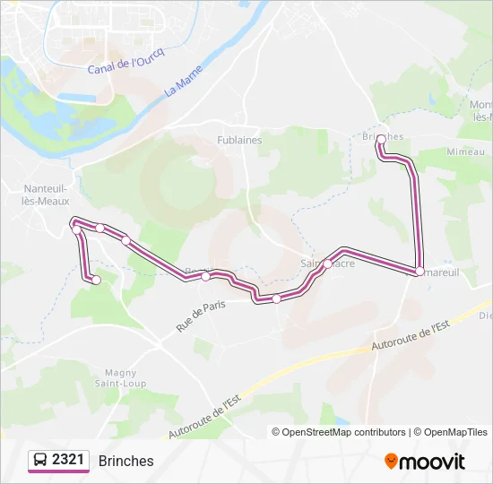 Plan de la ligne 2321 de bus
