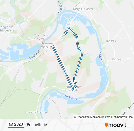 Plan de la ligne 2323 de bus