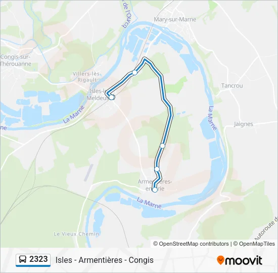 Plan de la ligne 2323 de bus
