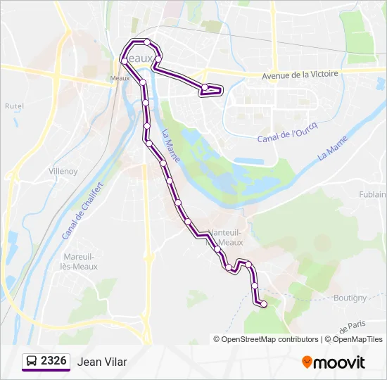 Plan de la ligne 2326 de bus