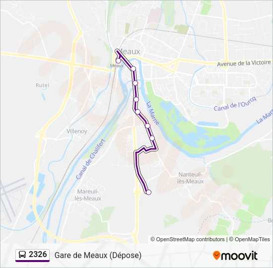 Plan de la ligne 2326 de bus