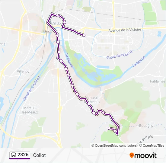 Plan de la ligne 2326 de bus