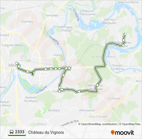 Plan de la ligne 2333 de bus