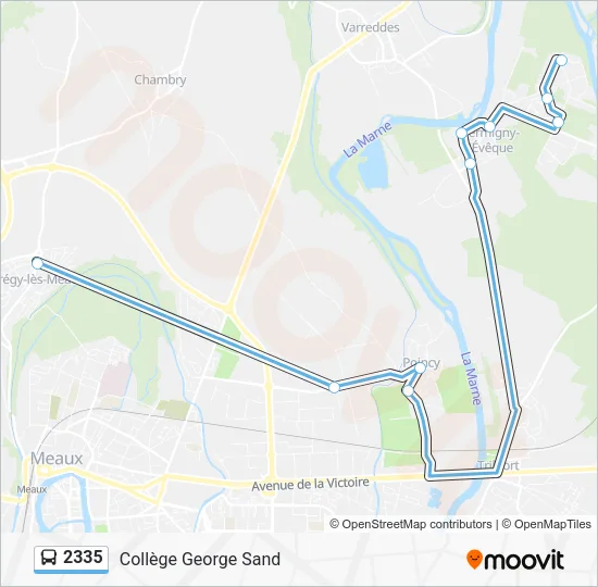 Plan de la ligne 2335 de bus