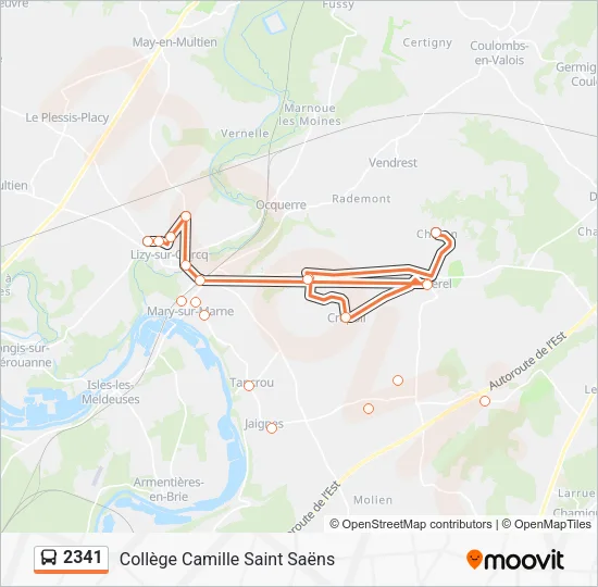 Plan de la ligne 2341 de bus