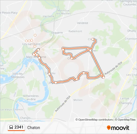 Plan de la ligne 2341 de bus