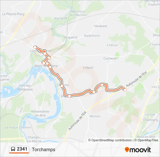 Plan de la ligne 2341 de bus