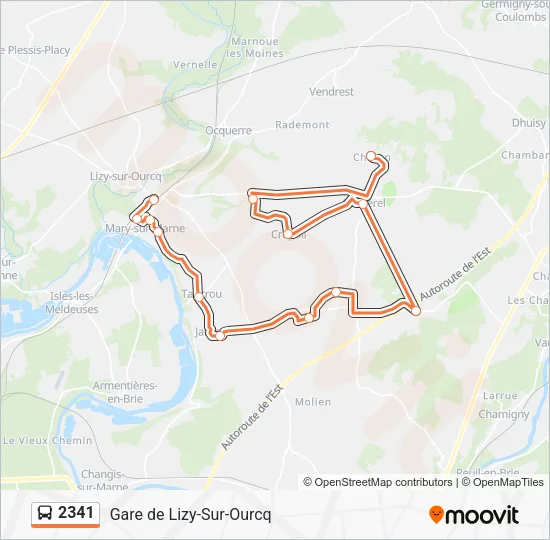 Plan de la ligne 2341 de bus