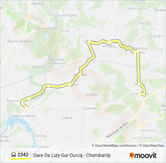 Plan de la ligne 2342 de bus